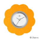 Deja vu Uhr, Schmuckscheiben, Filz, Blume, F 52, goldorange