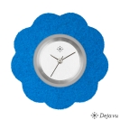 Deja vu Uhr, Schmuckscheiben, Filz, Blume, F 53, royalblau