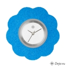 Deja vu Uhr, Schmuckscheiben, Filz, Blume, F 68, mittelblau