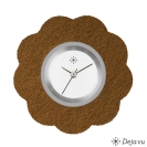 Deja vu watch, jewelry discs, felt, flower, F 77, dark camel