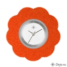 Deja vu Uhr, Schmuckscheiben, Filz, Blume, F 80, blutorange