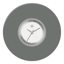 Deja vu Uhr, Schmuckscheiben, Acryl einfarbig, schwarz-grau-silber, K 31 e