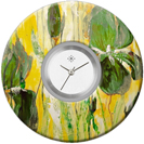 Deja vu watch, jewelry discs, Print-Design, green-yellow, L 335-3