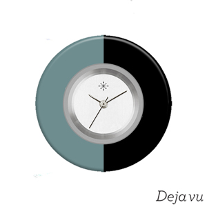 Deja vu Uhr, Schmuckscheiben, Print-Design, blau-trkis, L 39-4