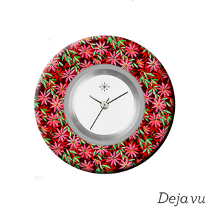 Deja vu Uhr, Schmuckscheiben, Print-Design, lila-rosa-nude, L 4166