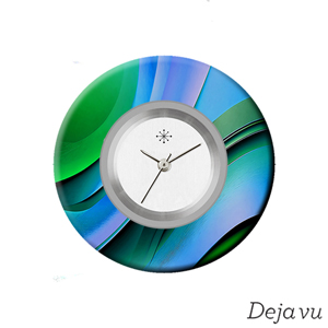 Deja vu Uhr, Schmuckscheiben, Print-Design, grn-gelb, L 4167