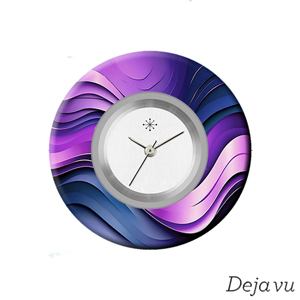 Deja vu Uhr, Schmuckscheiben, Print-Design, lila-rosa-nude, L 4169