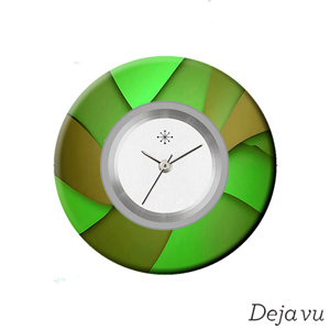 Deja vu Uhr, Schmuckscheiben, Print-Design, grn-gelb, L 4170