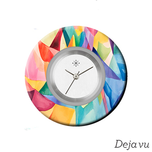 Deja vu Uhr, Schmuckscheiben, Print-Design, bunt, L 4172