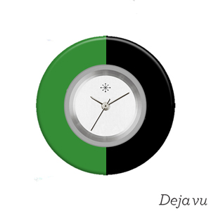 Deja vu Uhr, Schmuckscheiben, Print-Design, grn-gelb, L 474-3