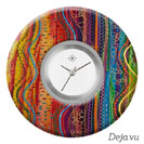 Deja vu Uhr, Schmuckscheiben, Print-Design, bunt, L 7137