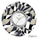 Deja vu Uhr, Schmuckscheiben, Print-Design, schwarz-grau-wei, L 7138