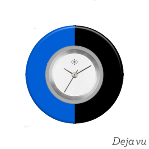 Deja vu Uhr, Schmuckscheiben, Print-Design, blau-trkis, L 76-2