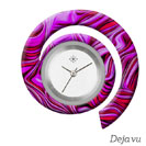 Deja vu Uhr, Schmuckscheiben, Print-Design, lila-rosa-nude, LF 6