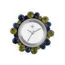 Deja vu watch, jewelry discs, glass, fabric, beads, Str 102-1